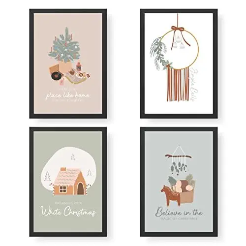 Produktbild: Papierdrachen Kunstdrucke Weihnachten 4 Premium Poster DIN A4 | Bilder als Weihnachtsdekoration - Boho Christmas - hochwertig | ungerahmt | Wandbild - Set 2