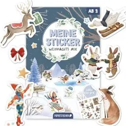 Produktbild: Papierdrachen Stickerblock Weihnachten Aquarell - über 100 Stück - Weihnachtsmix - weihnachtliche Motive - zum Sammeln und Geschenke verschönern - für Groß und Klein Set 01