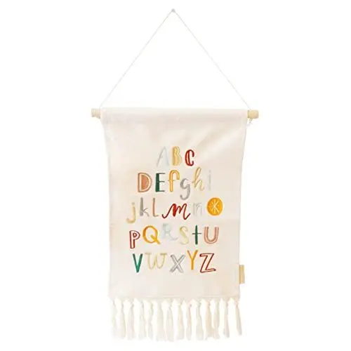 Produktbild: Papierdrachen Wanddeko für Jungen und Mädchen - Dekoration aus Stoff für das Kinderzimmer - Boho Wandteppich - Wandbehang mit Alphabet - Set 1