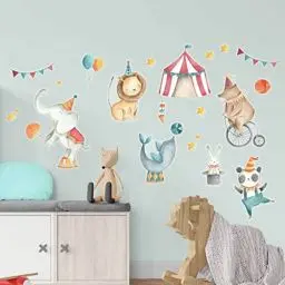 Produktbild: Papierdrachen Wandtattoos - 8 Bögen mit Wandstickern für Kinder - Kinderzimmer Dekoration - Wand Deko - Zirkus - 22 x 30 cm je Bogen - für Jungen und Mädchen - Set 3