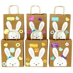 Produktbild: Papierdrachen XXL Geschenktüten für Kinder zu Ostern - Osterdeko - Kreatives Osternest mit 6 Papiertüten und süßem Hasengesicht - Set Nummer 1