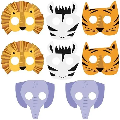Produktbild: Papiermasken - Tiersafari-Party - 8er-Pack
