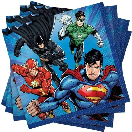 Produktbild: Papierservietten - 13 cm - Party mit Justice League-Thema - Packung mit 16 Stück
