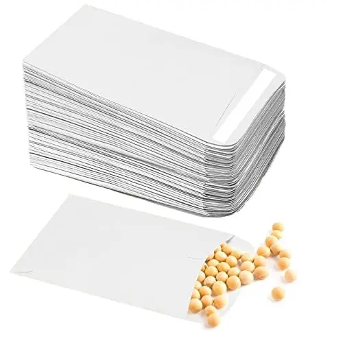 Produktbild: Papiertüten Klein Weiß 100 Stück Samentütchen Selbstklebende Mini Tüten Papier Kleine Samentüten Leer Umschläge für Löhne Samen 6x10 cm