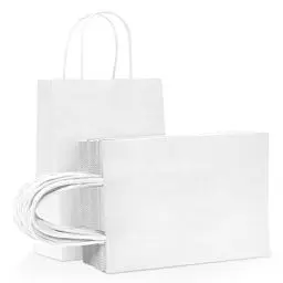 Produktbild: Papiertüten Weiß,Papiertüten Mit Henkel,Geschenktüte,40 Stück Papiertüte,Papiertragetaschen,Papiertüten Groß 21x15x8cm,Papiertaschen,Tragetaschen Papier,Geschenktüten Papier für Geburtstagsfeiern