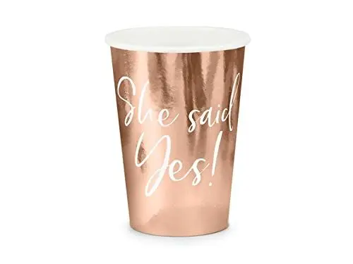 Produktbild: Pappbecher Einweg She Said yes! 6er Set 220ml Trinkbecher Einwegbecher Pappe Junggesellinnenabschied