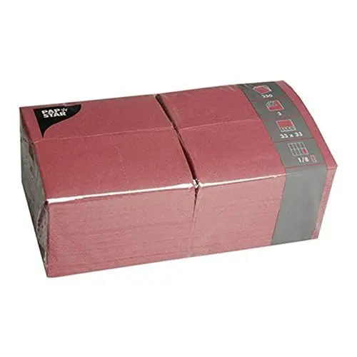 Produktbild: Papstar 84577 250 Servietten, 3-lagig 1/8-Falz 33 cm x 33 cm, bordeaux