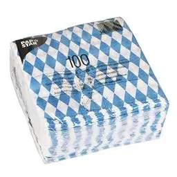 Produktbild: Papstar Servietten / Tissueservietten bayrisch blau (100 Stück) 1-lagig, 1/4-Falz, 33 x 33 cm, für Gastronomie oder Feste, für bayrische Spezialitäten, #11121