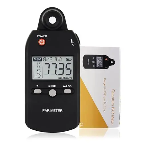 Produktbild: PAR Lichtmessgerät Fortschrittlicher Quantensensor misst bis zu 0–5000 μmol - Wachstumslichtmesser photosynthetische Lichtstufen Zimmerpflanzen Meter, alle Zimmerpflanzen Intensität Lux Meter PPFD