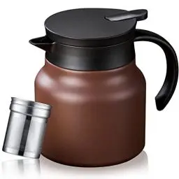 Produktbild: PARACITY Kaffeekanne/Teekanne Thermo mit Keramikeinsatz 800ml, Kleine Thermoskanne Travel mit Herausnehmbarer, mit Siebeinsatz für Heißgetränke, Doppelwandig isolierte Edelstahl