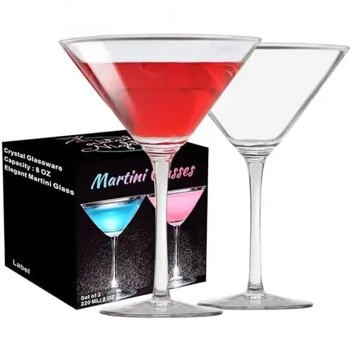 Produktbild: ParaCity Martini Gläser, Cocktailgläser 2er-Set, mundgeblasene Premium-Kristall Cocktail Gläser, perfekt für Cocktails, Martinis, Margaritas, Party, Catering-Boxen und Geschenke (180 ml)