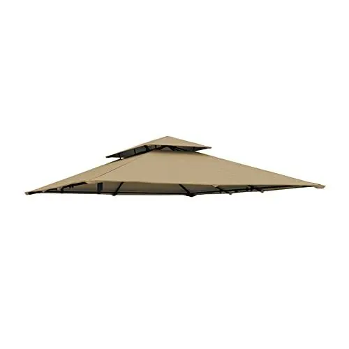 Produktbild: paramondo Ersatzdach für Comfort Gartenpavillon Doppeldach Wasserdicht Zeltdach Gartenzelt Partyzelt, 4 x 3 m, Beige