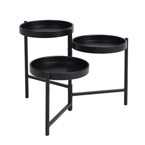 Produktbild: PARAS KORS Runder Metallständer, hoch, Blumenständer, Vasenhalter für Zimmerpflanzen, Wohnzimmer, Hochzeit, Tafelaufsätze, Heimpartys, Dekoration (schwarz)