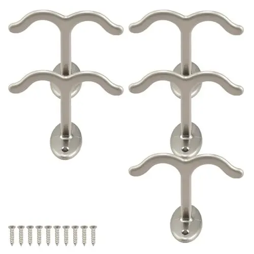 Produktbild: PARFCO Silber Deckenhaken, 5 Stück Haken Decke, Doppelkrallendesign Deckenhaken Schwerlast, Metall Garderobenhaken für Blumenkörbe, Laternen, Küchenutensilien