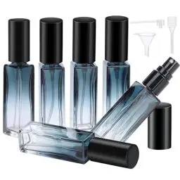 Produktbild: Parfümzerstäuber Nachfüllbar 10ml, Portable Zerstäuber für Unterwegs, Glasparfümfläschchen mit Trichter Tropfer, 6 Stück Parfüm Sprayer mit Blauem Farbverlauf für Parteien Männer und Frauen (Stil 1)