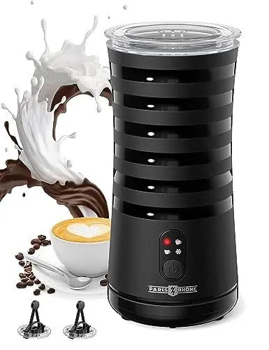 Produktbild: PARIS RHÔNE Milchaufschäumer Elektrisch 4-in-1 Milchschäumer für Heißer und Kalter Milchschaum, Warme Milch, Rutschfest Griffige Form Automatische Abschaltung Milchbehälter