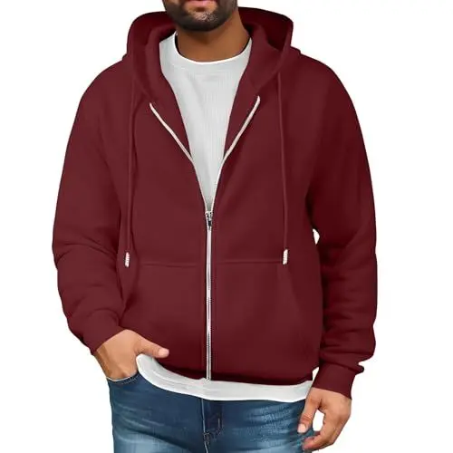 Produktbild: Parka Herren Winter Gefüttert Thermo Große Größen Mantel Herren Dicke Thermojacke Warm Mit Kapuze Klassisch Coat Outdoor Herbst 2025 Neue 2#tief rot 3XL