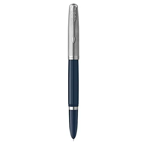 Produktbild: Parker 51 Füller | Nachtblauer Schaft mit Chromfarbenen Zierteilen | Füllfederhalter mit mittlerer Feder und schwarzer Tintenpatrone | Geschenkbox