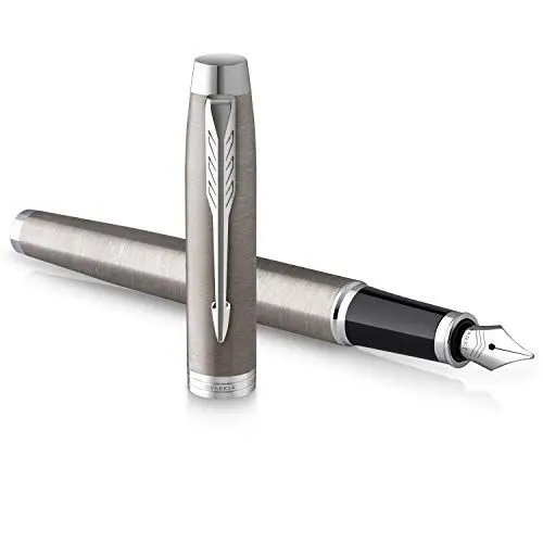 Produktbild: Parker IM Füller | Edelstahl mit Chrom-Zierteilen | Füllfederhalter mit mittlerer Feder und blauer Tinte | Geschenkbox