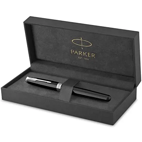 Produktbild: Parker Sonnet Füller | Schwarze Lackierung mit Palladiumzierteilen | Füllfederhalter mit mittlerer Feder | Geschenkbox