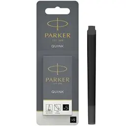 Produktbild: Parker Tintenpatronen für Füller | lange Patronen | schwarze QUINK Tinte | 5 Stück (Blister-Packung)