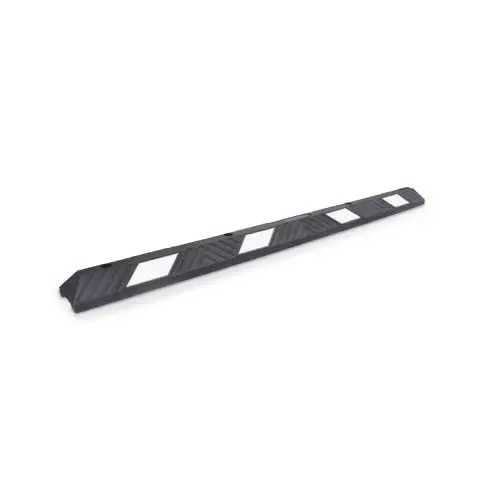 Produktbild: Parkplatzbegrenzer - Mit weißen Reflexstreifen - Inklusive Befestigungsmaterial - Hartgummi - Größe: 183,0 x 15,0 x 10,0 cm - Seitliche oder frontale Anwendung