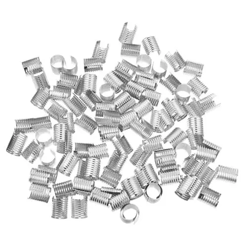 Produktbild: Parliky 100 Stück Lederseil Klammern Faltbare Schnurverschlüsse Öffnungscrimp für Quasten und DIY Schmuck Robust und Einfach zu Verwenden für Armbänder und Schlüsselanhänger