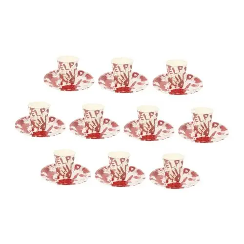 Produktbild: Parliky 1 Satz Blutige Handabdruckplatte Halloween-Papier Halloween-Partyzubehör Lebensmitteldekor Halloween Party Set Halloween pappbecher Halloween-Pappteller Halloween-Party-Requisiten