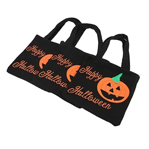 Produktbild: Parliky 3St Halloween-Einkaufstasche halloween tasche halloween bag Süßigkeitenbeutel aus Segeltuch Leckerlibeutel mit Kordelzug Geschenktüten groß tragbare Halloween-Tasche Vlies