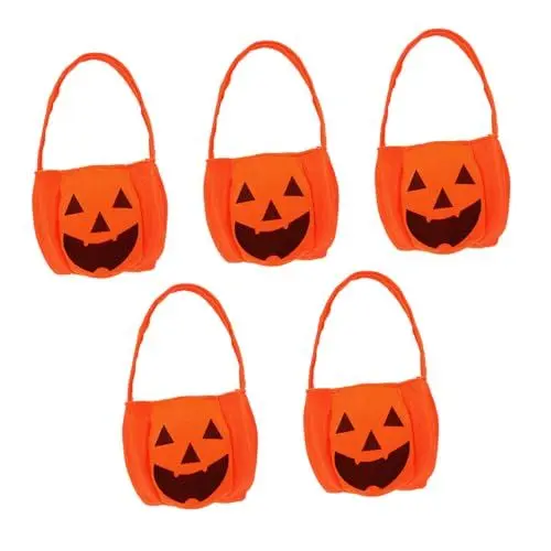 Produktbild: Parliky 5st Kürbis-goodie-korb Süßigkeiten Kürbistüten Süßes Oder Saures Taschen Kürbis-süßigkeits-tasche Trick-or-treat-korb Festival-geschenktüte Taschen Behandeln Geschenktüten Vlies