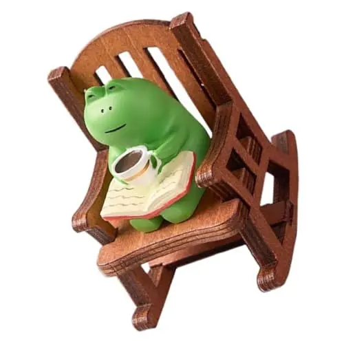 Produktbild: Parliky Froschstatue Auf Stuhl Miniatur-tierdekor Froschornament Aus Harz Gartenfroschdekoration Desktop-froschfigur