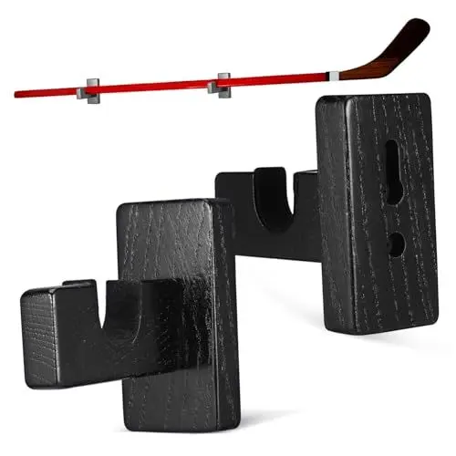 Produktbild: Parliky Hölzerner Hockeyschlägerhalter -Organizer Aufbewahrung Von Eishockeyausrüstung Robuste Konstruktion Schwarz