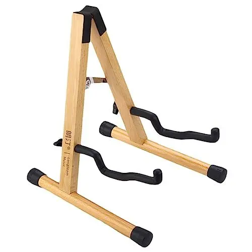 Produktbild: Parliky Massivholz Gitarrenständer Für E Gitarren Und Akustikgitarre Zusammenklappbarer Stabiler Gitarrenhalter Mit Rutschfestem Design Und Holzoberfläche Für Sicheren Stand Und