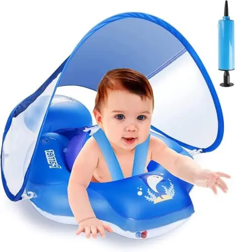 Produktbild: Parner Schwimmring Baby mit UPF50+ Sonnendach, Schwimmhilfe Baby für den Pool, Verstellbarer Sicherheitssitz, Kleinkind Pool Schwimmring für 3-36 Monate - L