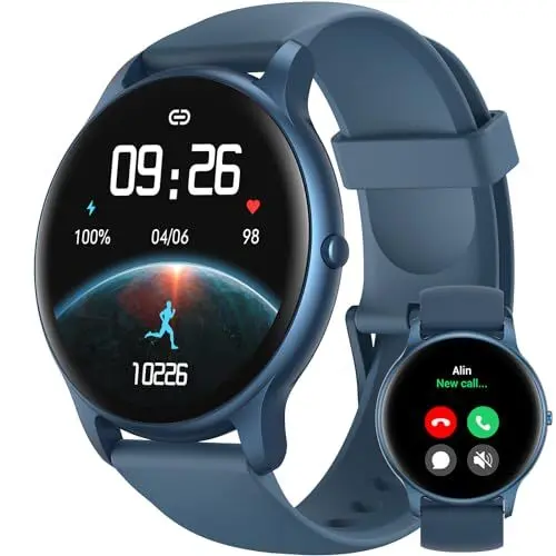 Produktbild: Parsonver Smartwatch Herren Rund mit Telefonfunktion, Fitnessuhr Damen Herren mit 100+ Sportmodi, Herzfrequenz Schlafmonitor, Schrittzähler Uhr mit IP68 Wasserdicht, Smart Watch, Damenuhr Blau, SPROD1