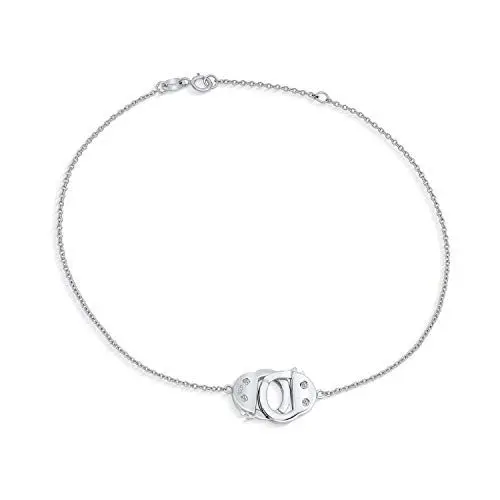 Produktbild: Handschellen-Verschluss Hotwire Fußkettchen Glücksbringer Fußkettchen Glieder Fußkettchen für Frauen .925 Sterling Silber Verstellbar 9 bis 10 Zoll mit Verlängerung
