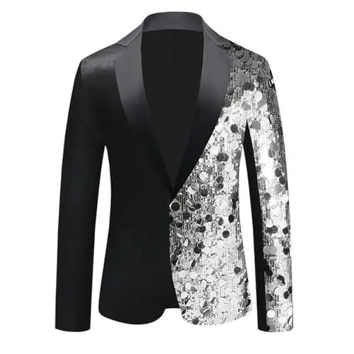 Produktbild: Partnerkostüme Erwachsene 50Er Jahre Kostüm Herren Smokingjacken Für Herren Glitzer Anzug Herren 80 Jahre Outfit Herren Herren Anzug 3 Teilig Pailletten Hose Herren Männer Anzug