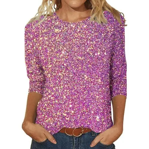 Produktbild: Party Outfit Damen Spitzen Oberteile Damen schickes Oberteil Damen neon Party Outfit Pailletten Shirt Damen Shirt Damen Langarm Angebote Prime of Day