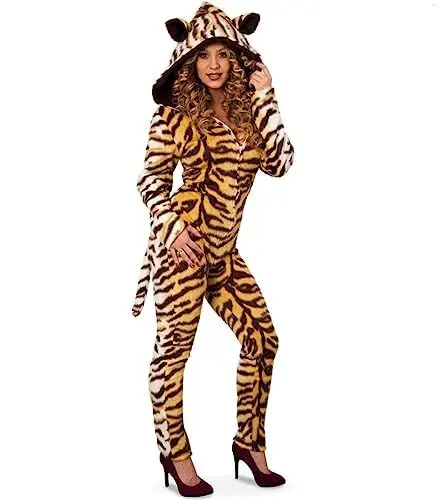 Produktbild: Party-Chic 12832 Damen Overall-Tiger-mit Kapuze Gr. 38