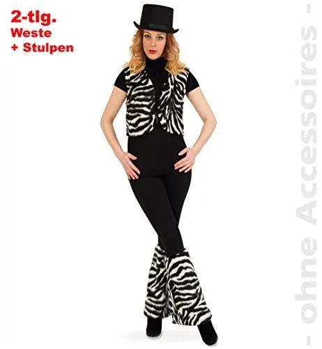 Produktbild: Party-Chic 14633 Damen Kostüm-Zebra-Weste + Beinstulpen-Gr. XL