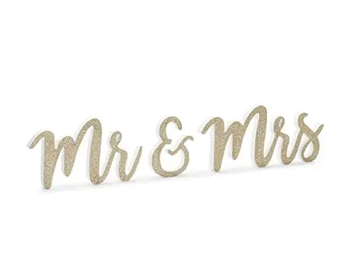 Produktbild: PartyDeco Holzschriftzug Mr & Mrs, Gold, 50x10cm