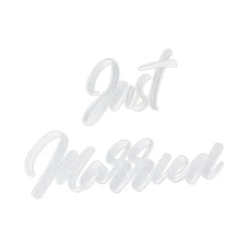 Produktbild: PartyDeco Bügelbild Schriftzug 30x18cm Just Married - Bügelsticker für Kleidung zur Hochzeit - Bügelflicken Applikationen zum Aufbügeln für Erwachsene - Aufbügelflicken & Aufbügler Groß - Weiß