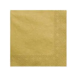 Produktbild: 20 Servietten 33x33cm Gold Metallic // Deko Napkins Ornament Tischdeko Hochzeit Kommunion