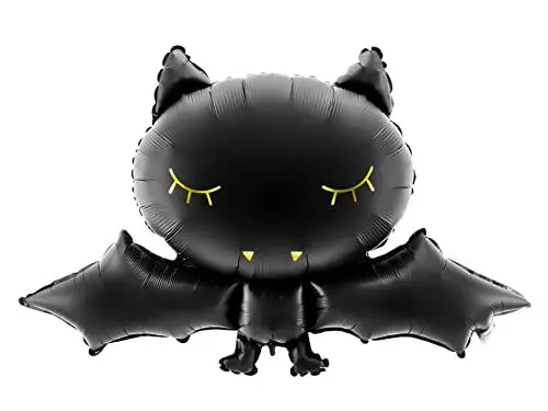 Produktbild: PartyDeco Folienballon Fledermaus - Halloween Folienballon Fledermaus in Schwarz mit Golddruck - Schwarz Maße ca. 80x 52CM