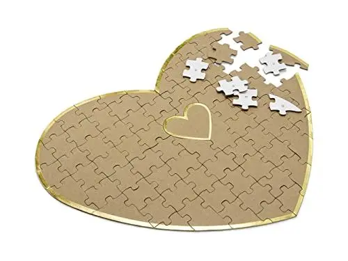 Produktbild: PartyDeco Gästebuch Puzzle Herz 85 Teile ca. 45x35cm Hochzeit Hochzeitsbuch Hochzeitsgästebuch Natur braun