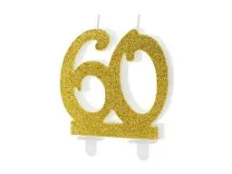 Produktbild: PartyDeco Geburtstag Kerze Nummer 60 Gold Glitter Kuchen Dekoration Kuchen Toppers Muffin Bakes Geburtstag Hochzeit Jubiläum Kerzen für Erwachsene Kinder Runde Geburtstag