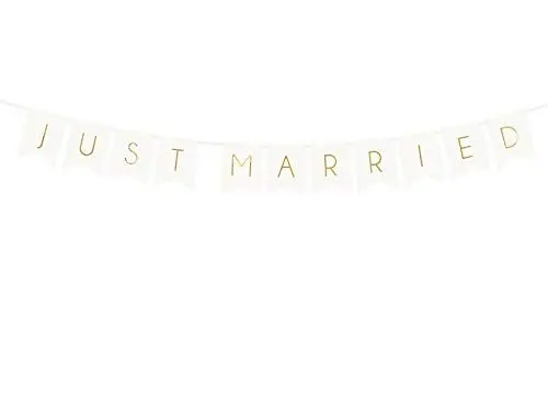 Produktbild: PartyDeco Hochzeit Banner Mit Just Married Inschrift - Braut Dekoration Gold Girlande für Braut und Bräutigam