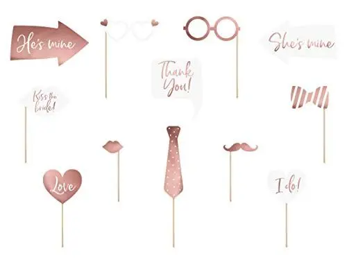 Produktbild: PartyDeco Hochzeit Foto Gadgets Hochzeit Photo Booth Zubehör Kit Halter Requisiten für Parteien Foto-Session Selfie Bräutigam Braut Brautjungfer Glückwunsch Liebe zu komponieren
