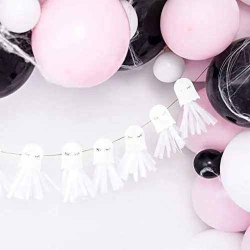 Produktbild: PartyDeco Papier Girlande Geister für Halloween Silvester Hängende Dekoration Ballon Girlande Haunted House