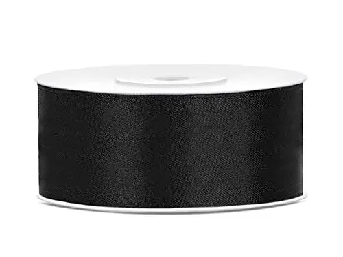 Produktbild: partydeco.pl 25m Satinband Satin Geschenkband schwarz 25mm breit